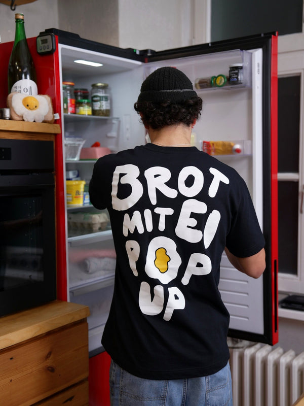 Brot mit Ei T-Shirt Schwarz – Rückseite #farbe_schwarz