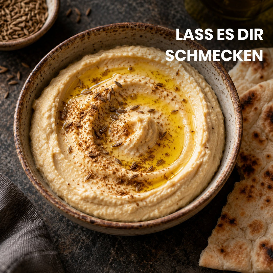 Hummus mit Kreuzkümmel und Fladenbrot