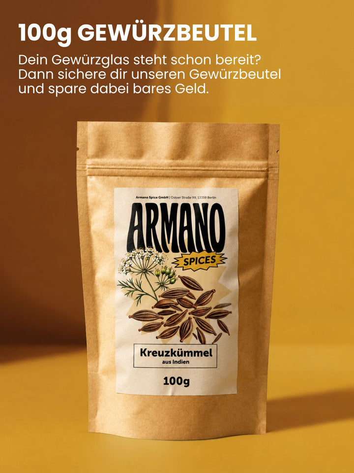 Kreuzkümmel 100g Standbodenbeutel von Armano Spices